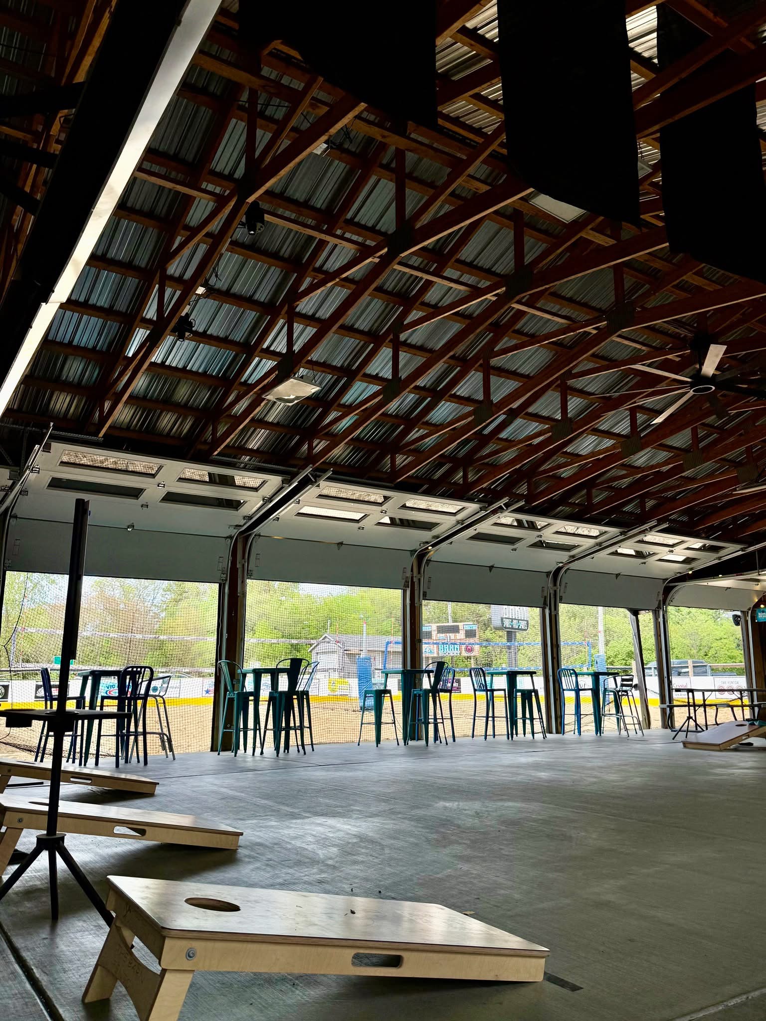 Event Patio with doors open to the volleyball courts